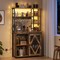 Brown Bakers Rack with Power Outlet Multi-Tier Storage LED Light Kitchen Rack